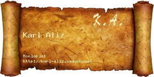 Karl Aliz névjegykártya
